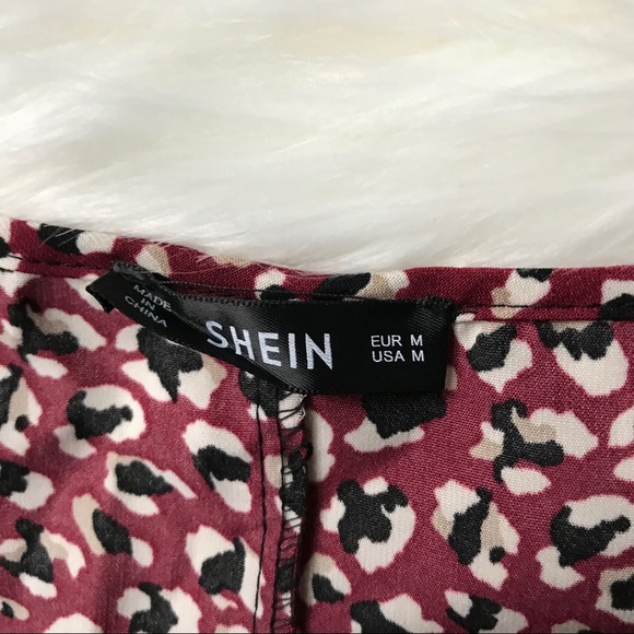 Shein Red Cheetah Print Button Up Dress Medium - Picture 6 of 7